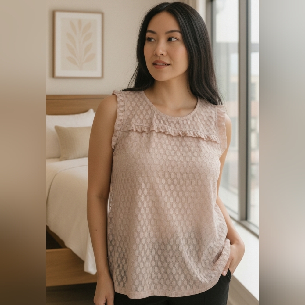 Ashley Blue | Blush Sleeveless Lace Blouse | 1XL